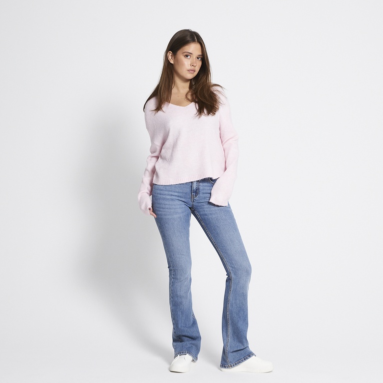 Basic v-neck knit sweater "Louise" Light Pink